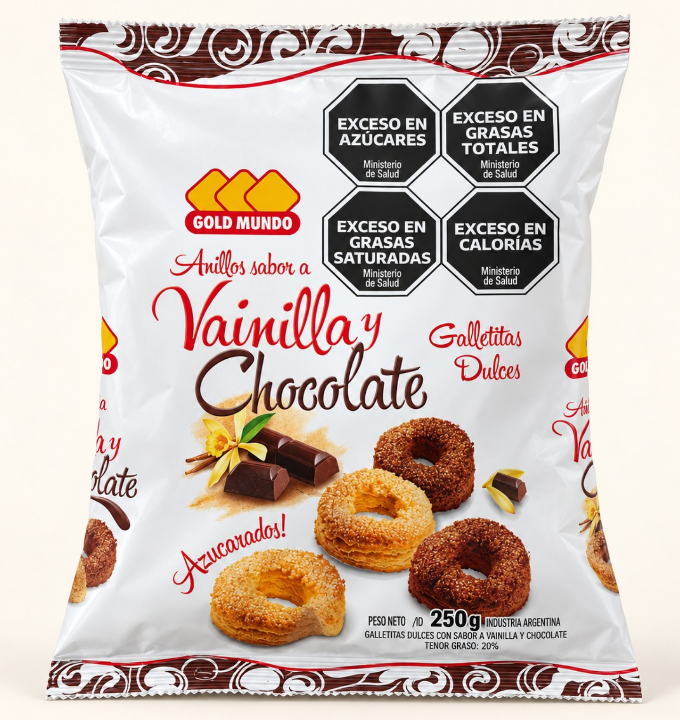 GOLD MUNDO ANILLOS DE VAINILLA CON CHOCOLATE X250GRS
